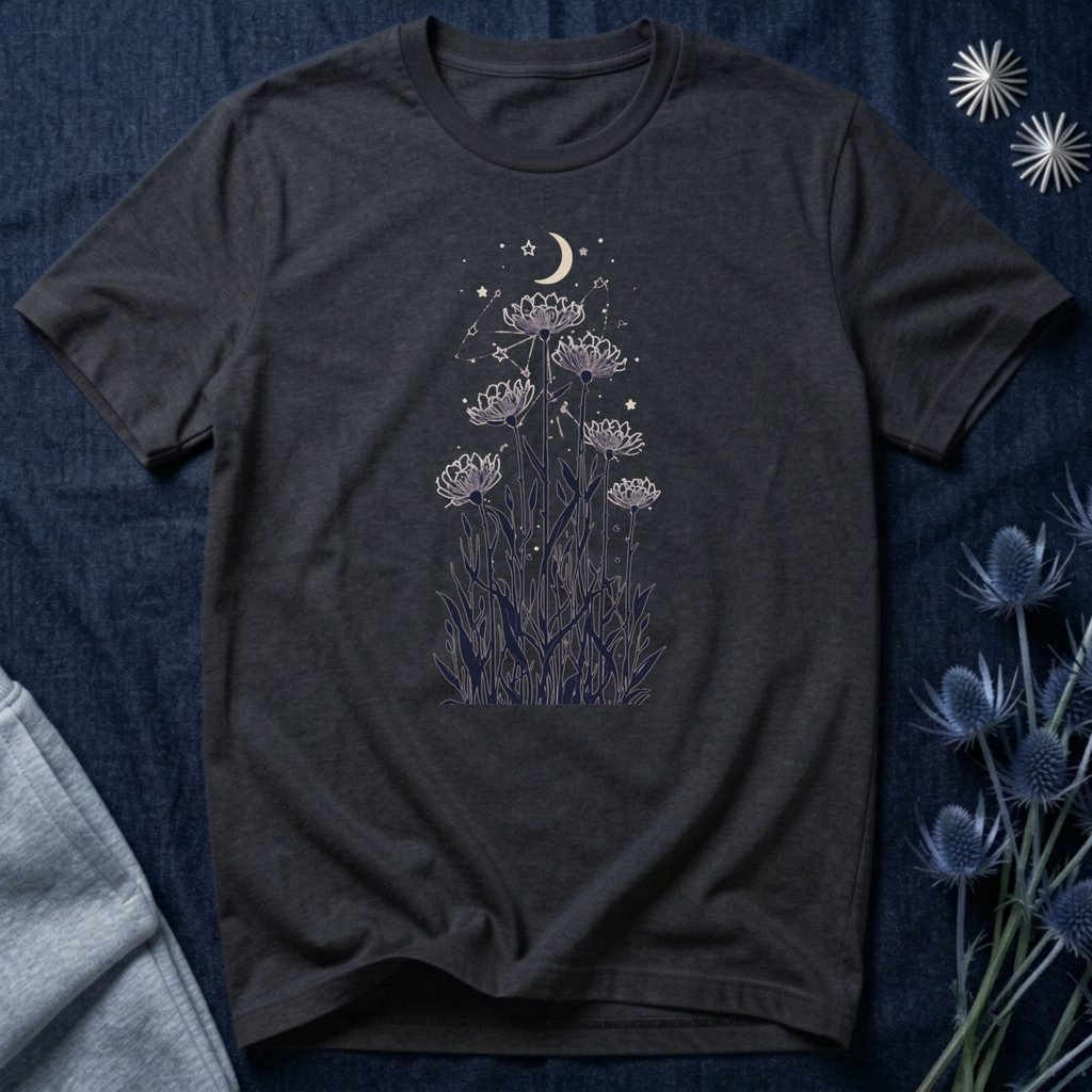 Moonlit Wildflower Night Graphic T-Shirt