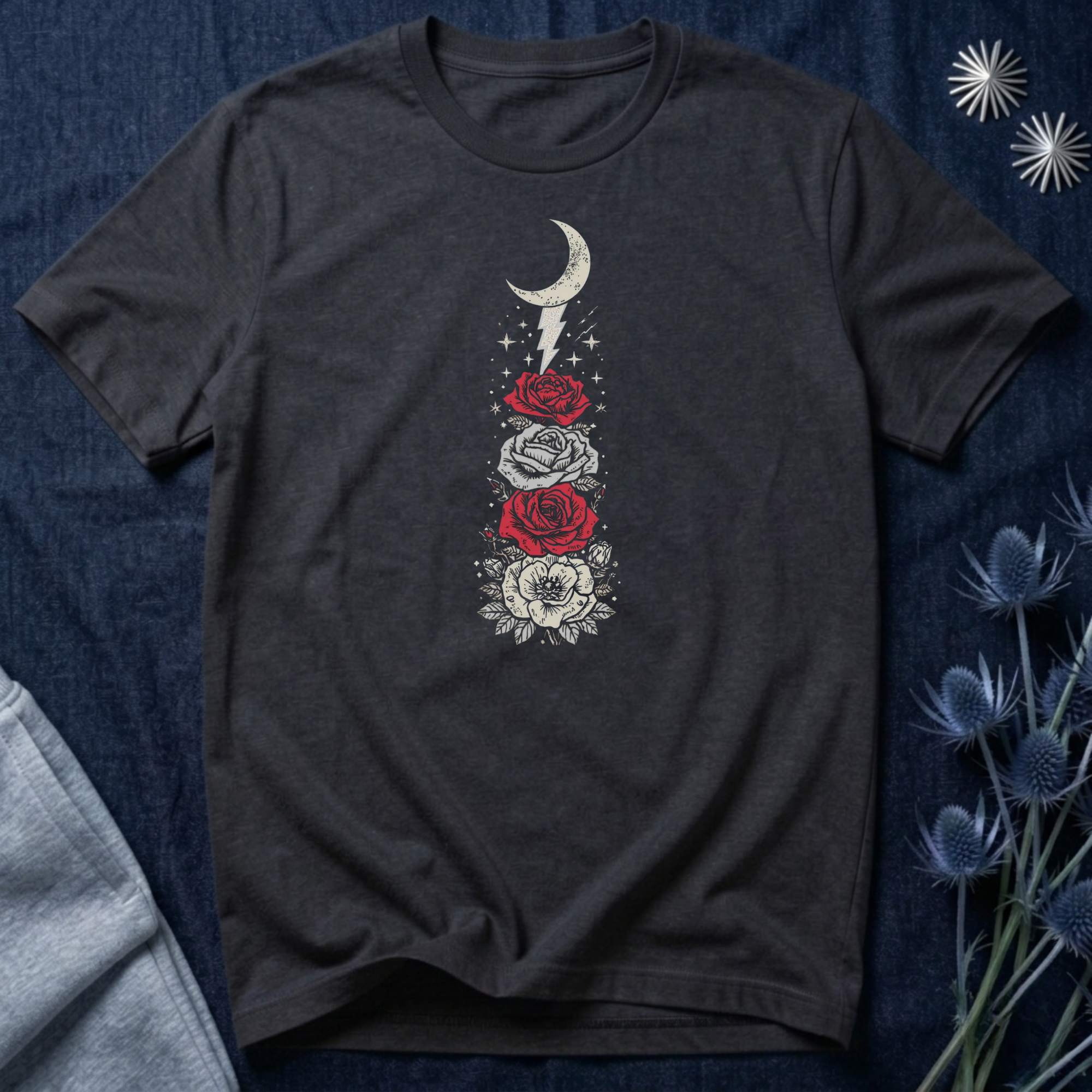 Moon & Lightning Rose Graphic Tee