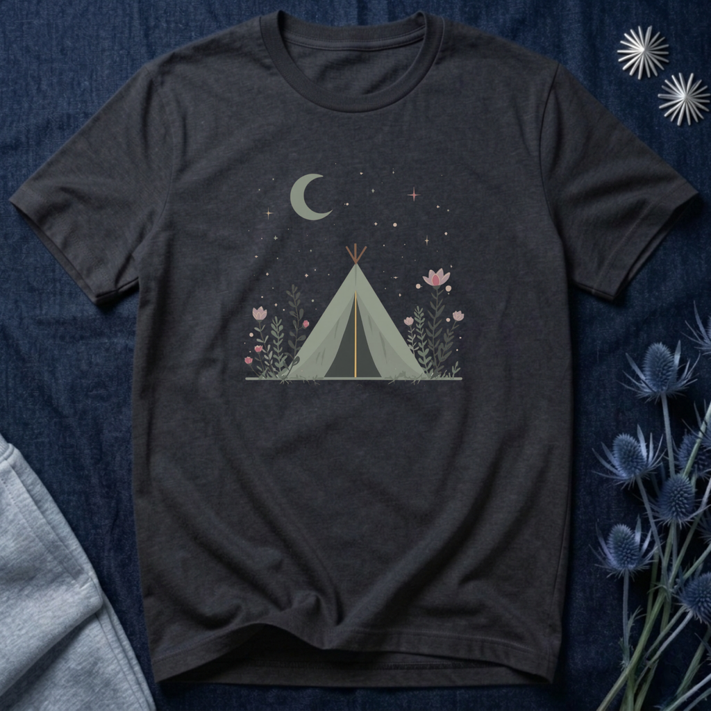 Moonlit Camping Tent Graphic T-Shirt