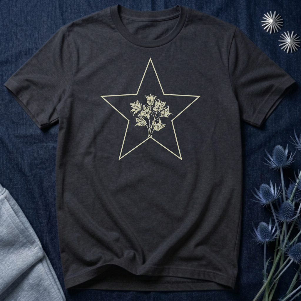 Minimalist Floral Star Graphic T-Shirt