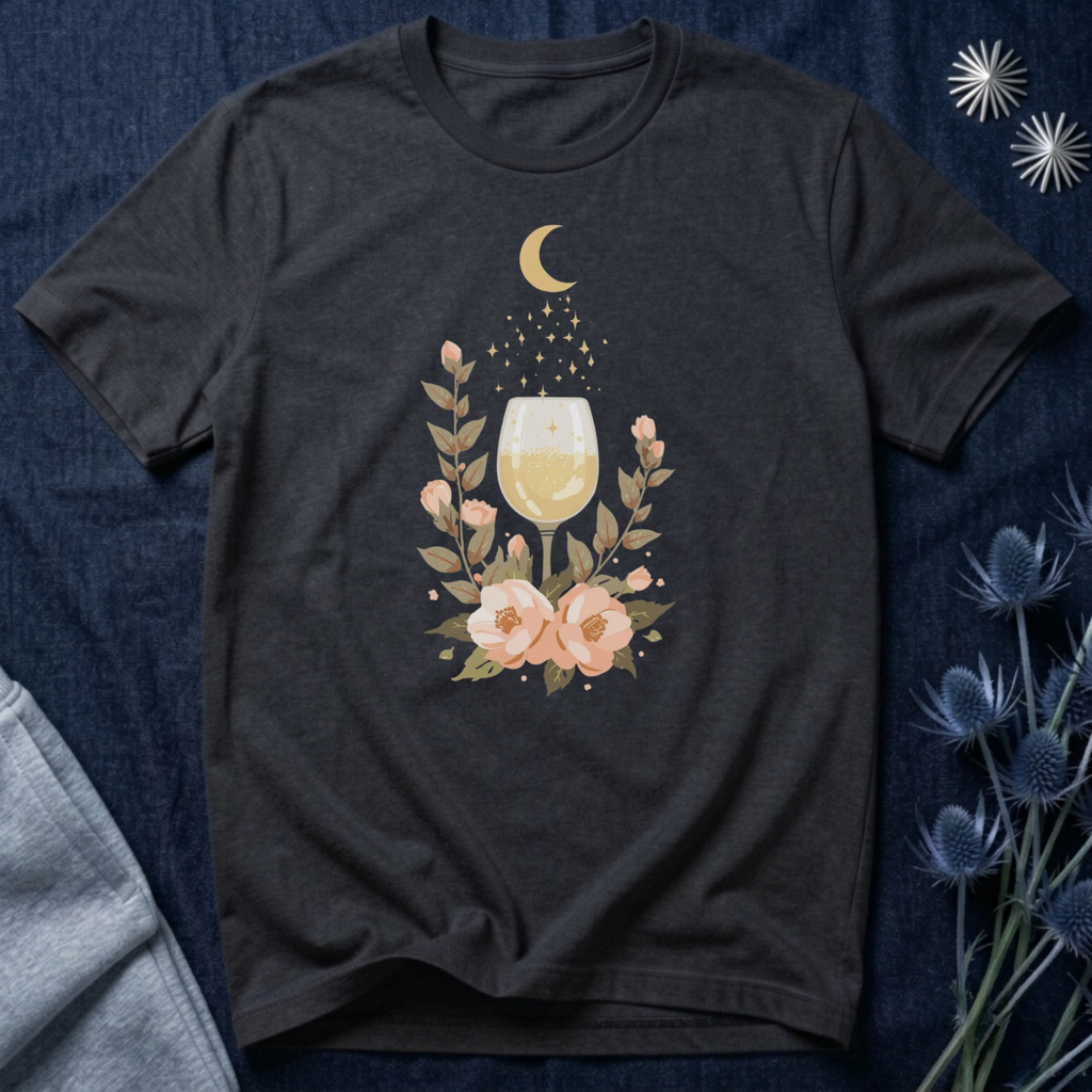 Celestial White Wine & Blush Florals Graphic Tee