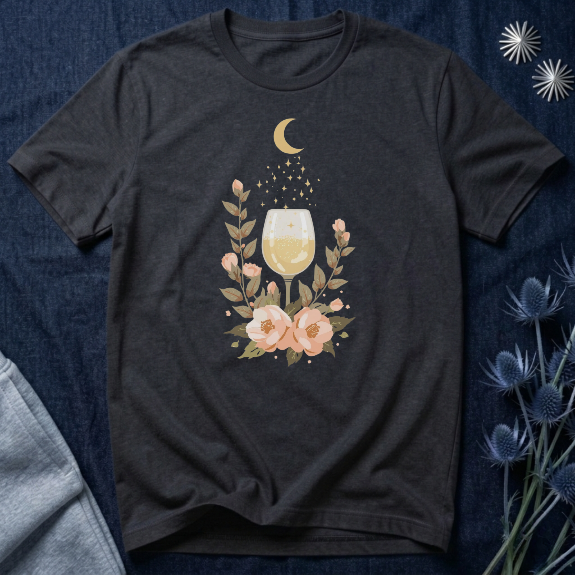 Celestial White Wine & Blush Florals Graphic Tee