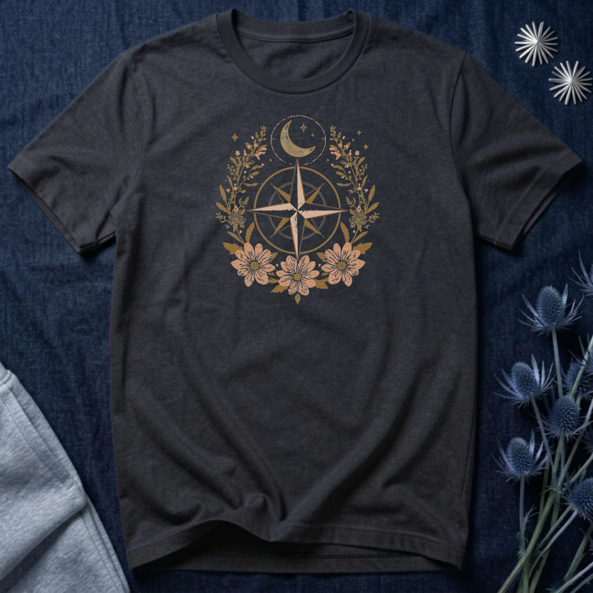 Celestial Compass Floral Graphic T-Shirt