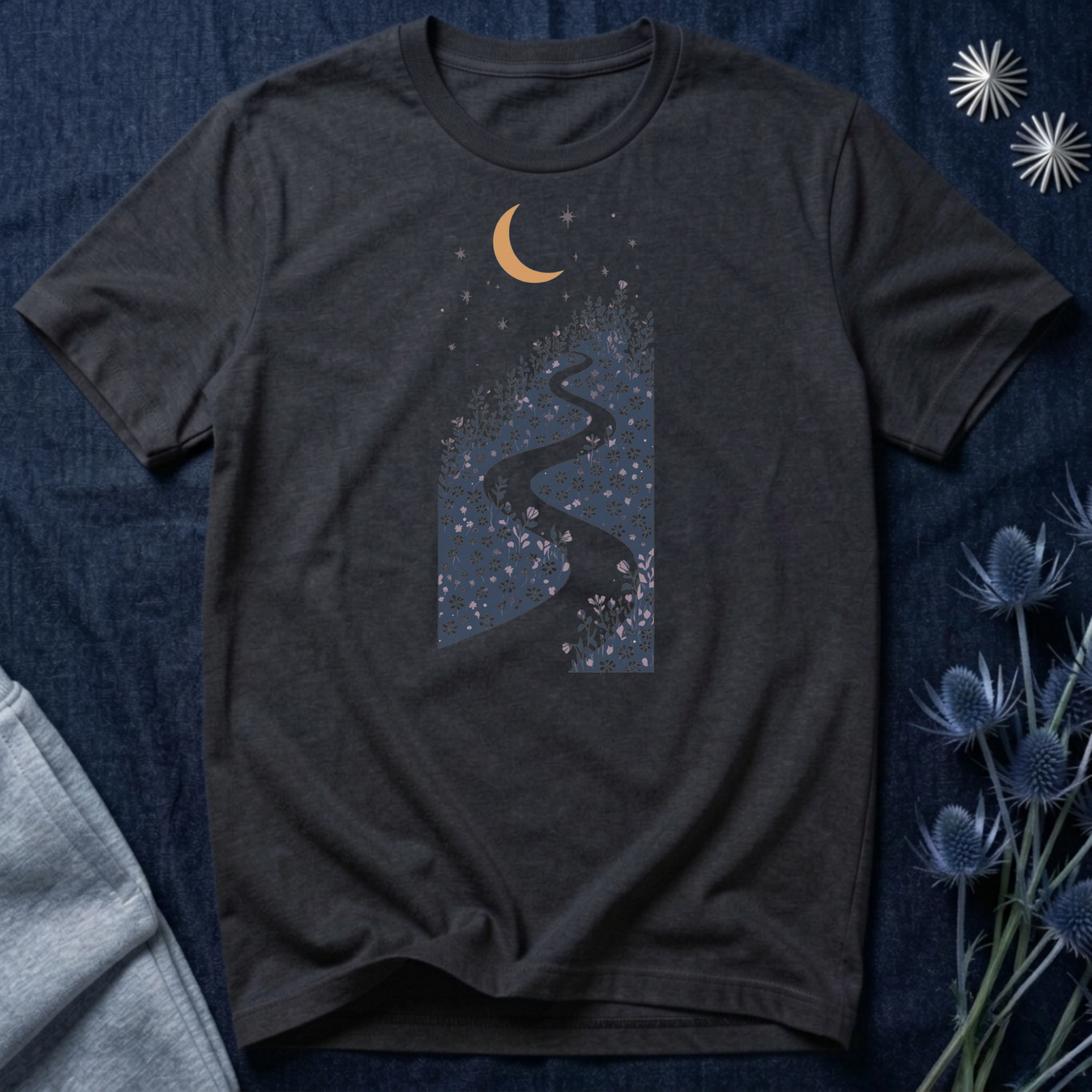 Moonlit Wildflower Winding Path Graphic Tee
