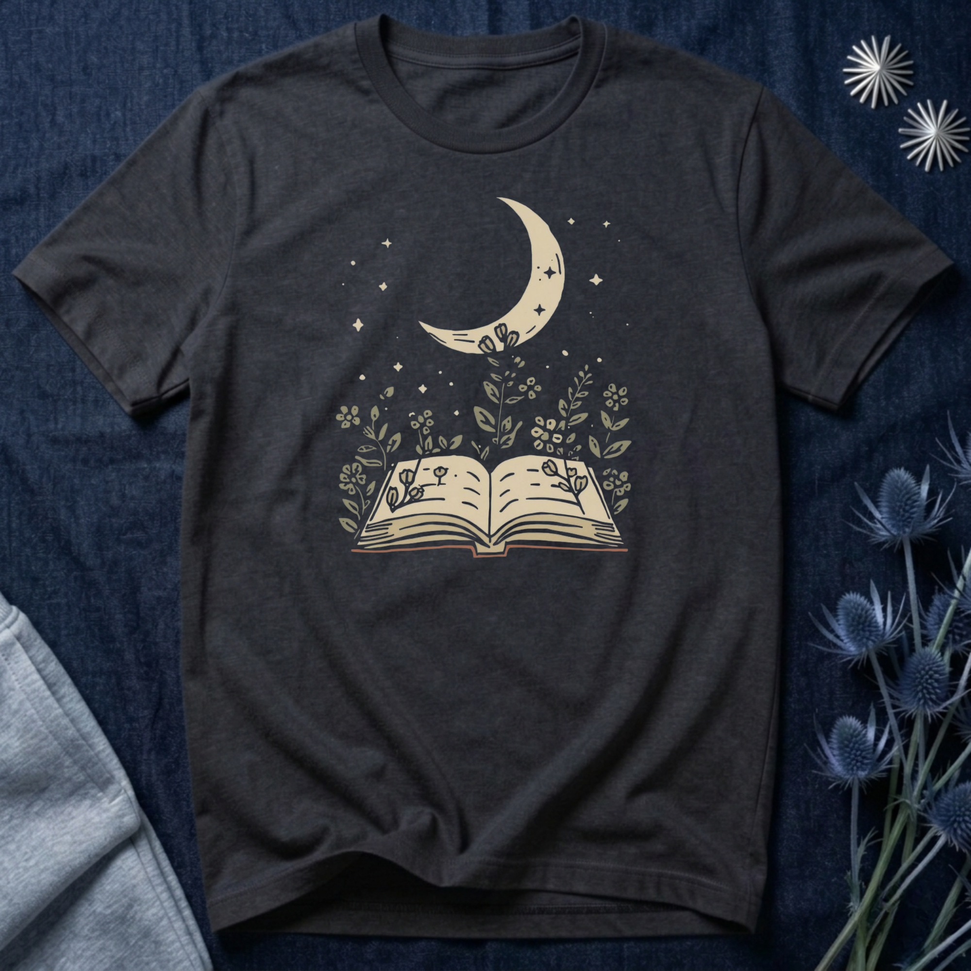 Moonlit Reading Garden Graphic T-Shirt