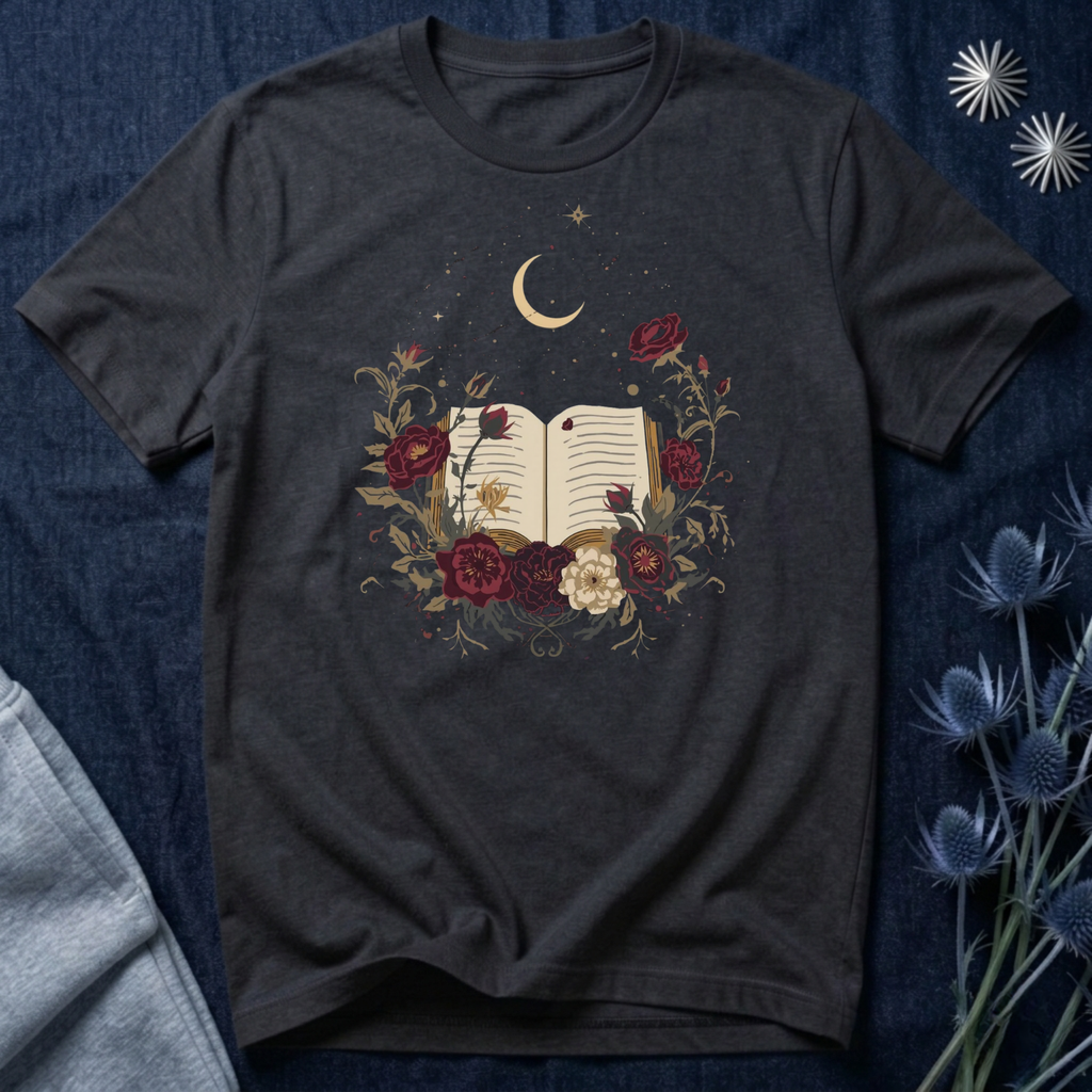 Celestial Rose Book Lover Graphic T-Shirt
