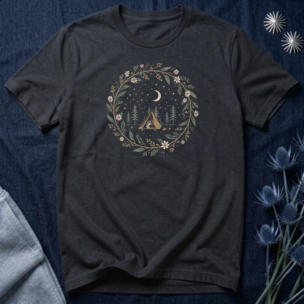 Moonlit Forest Camping Graphic T-Shirt
