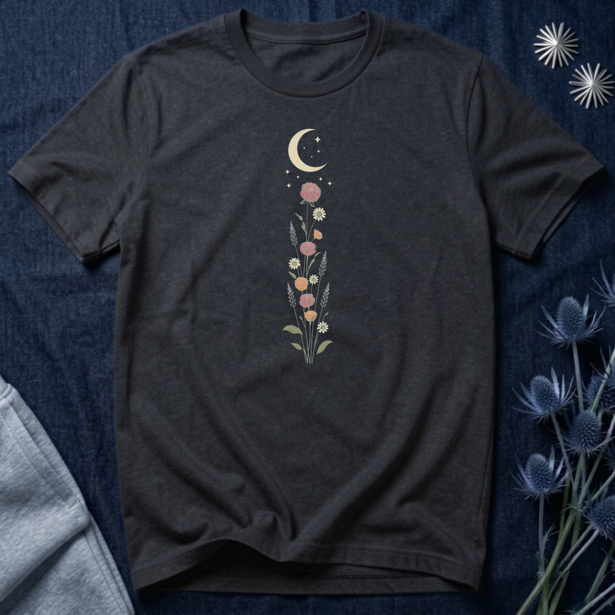 Wildflowers and Crescent Moon T-Shirt