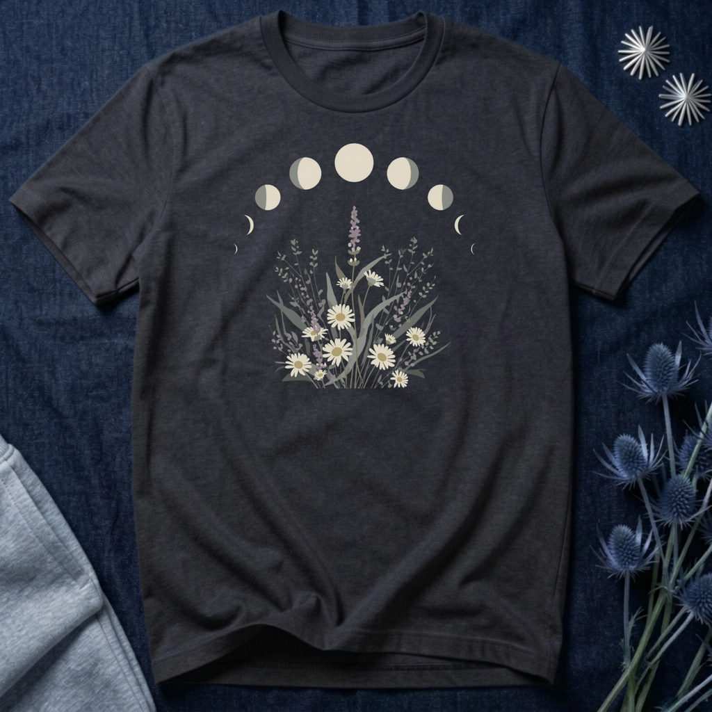 Lavender and Daisy Moon Phases T-Shirt