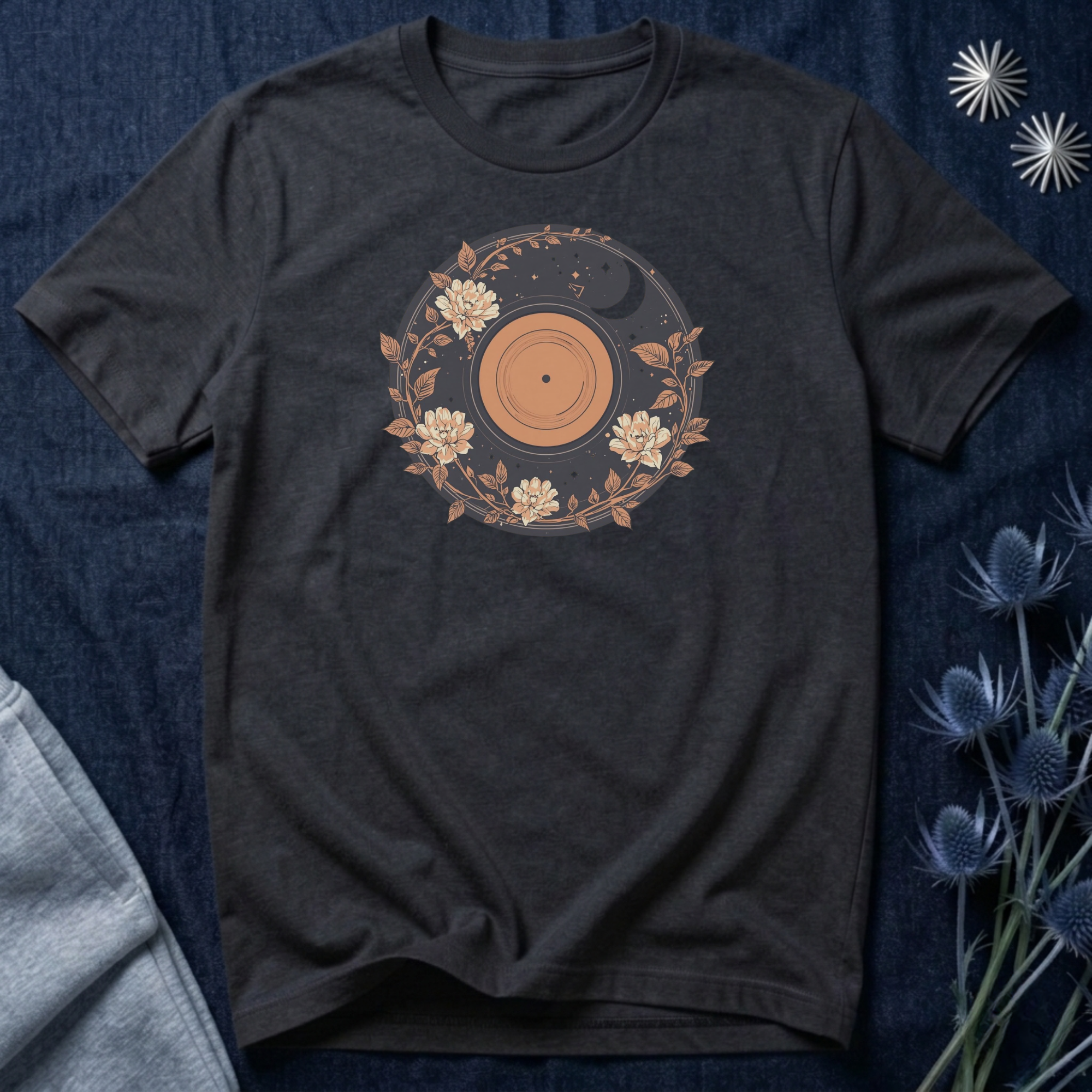 Celestial Vinyl & Wildflowers Graphic T-Shirt