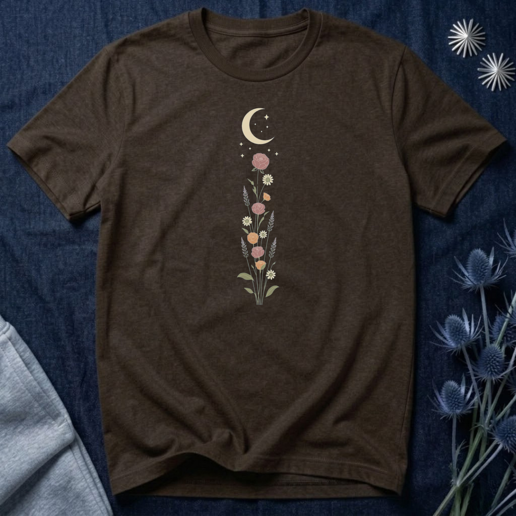 Wildflowers and Crescent Moon T-Shirt