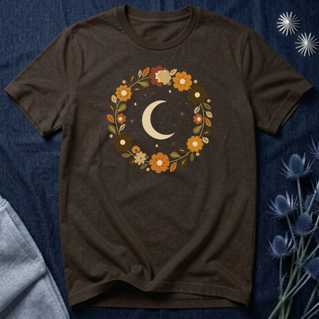 Retro Celestial Floral Wreath T-Shirt
