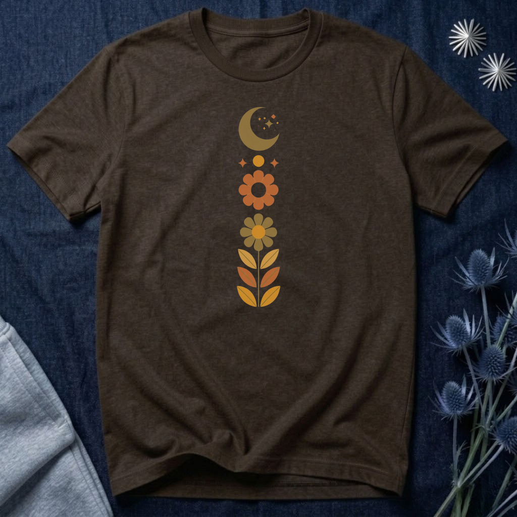 Retro Moon and Flowers T-Shirt