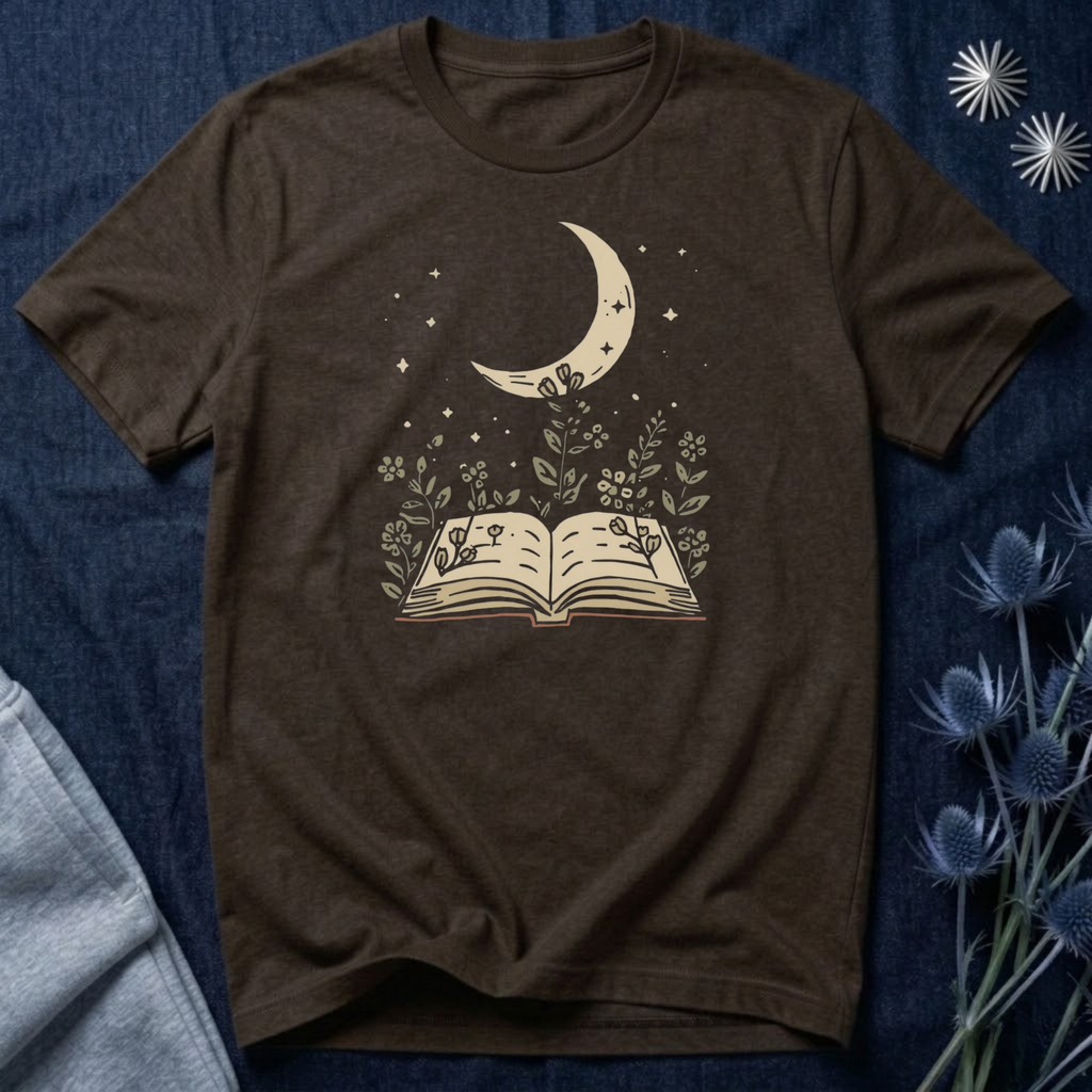 Moonlit Reading Garden Graphic T-Shirt