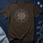 Celestial Compass Rose Floral Mandala Graphic T-Shirt