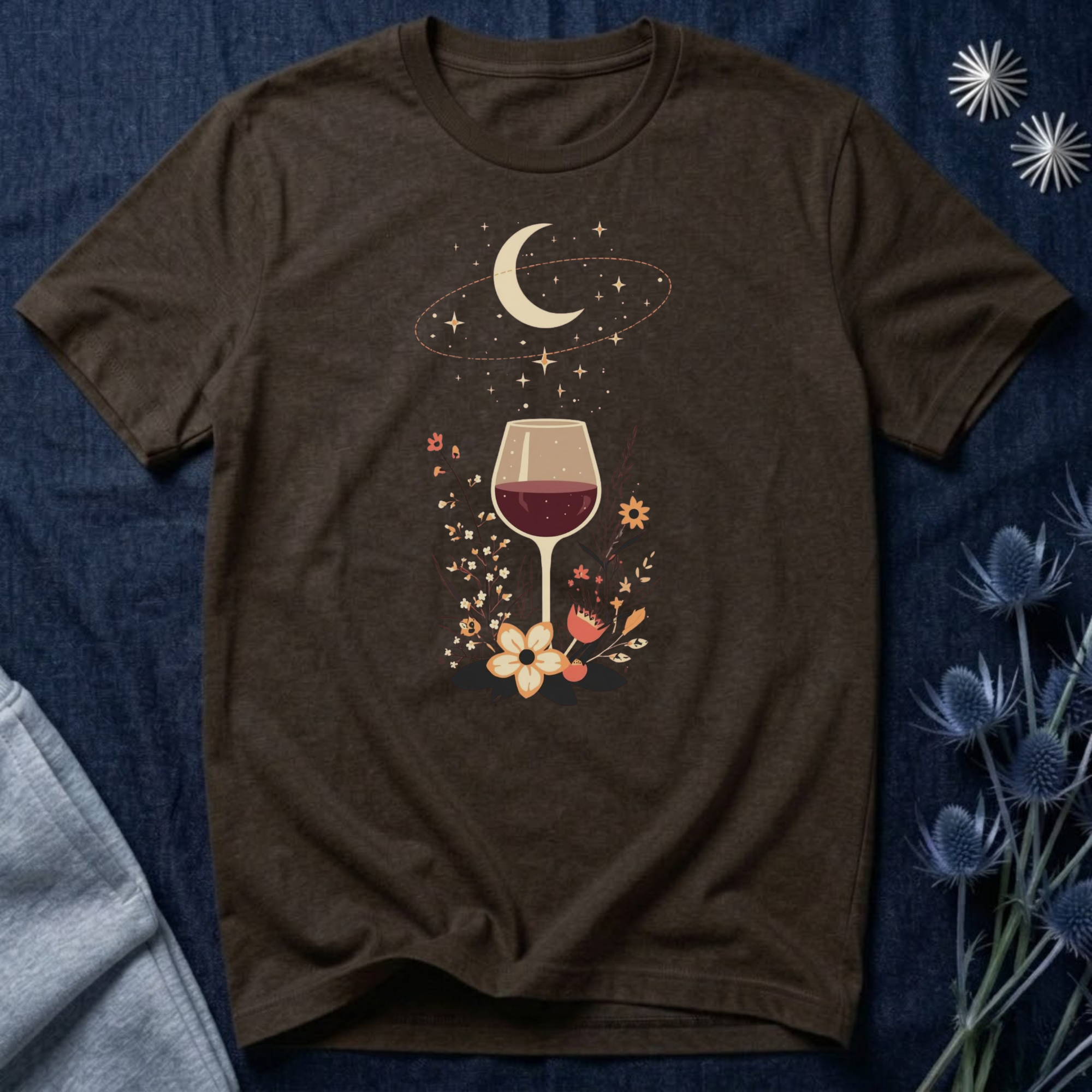 Celestial Red Wine & Wildflowers Graphic Tee