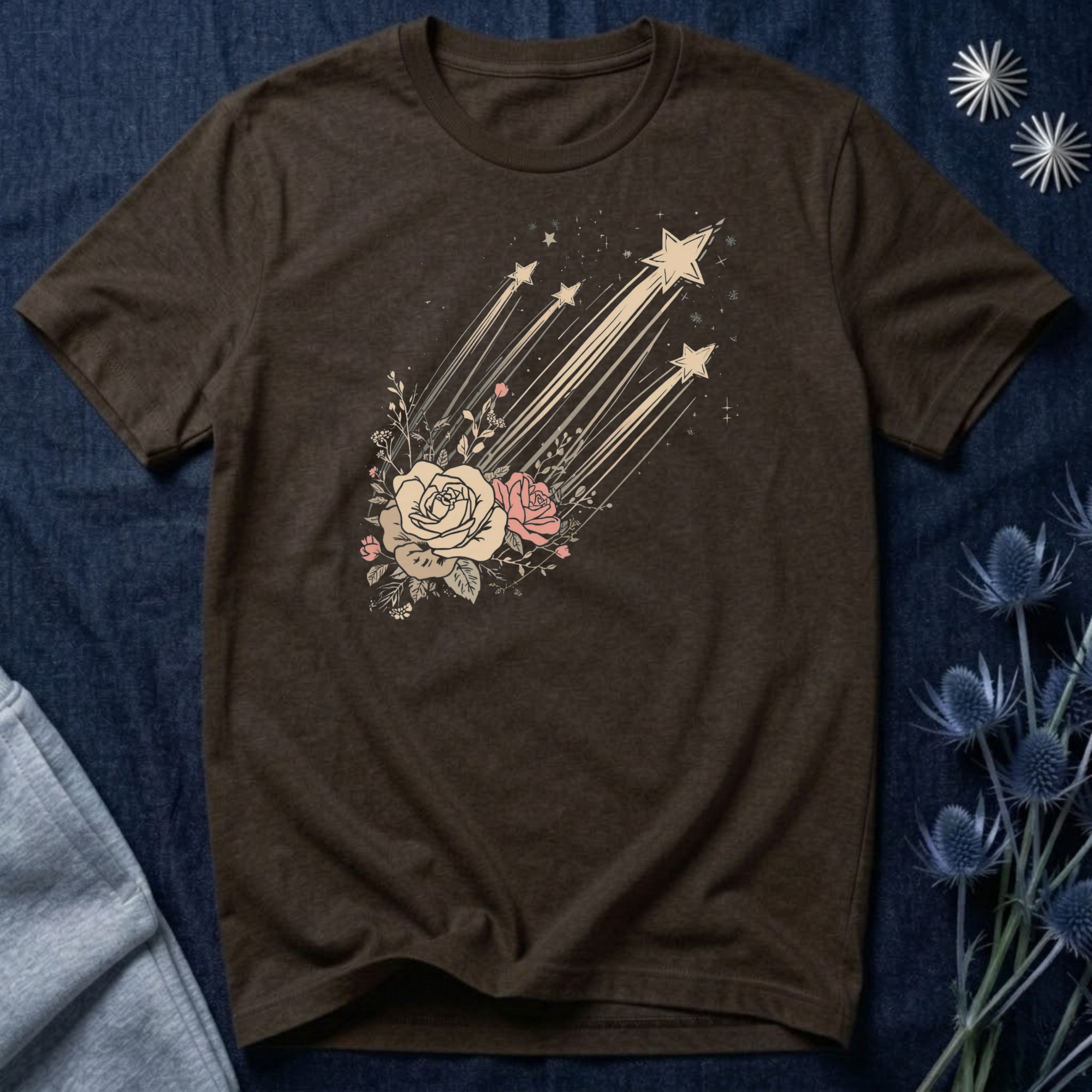 Shooting Stars & Roses Celestial Graphic T-Shirt