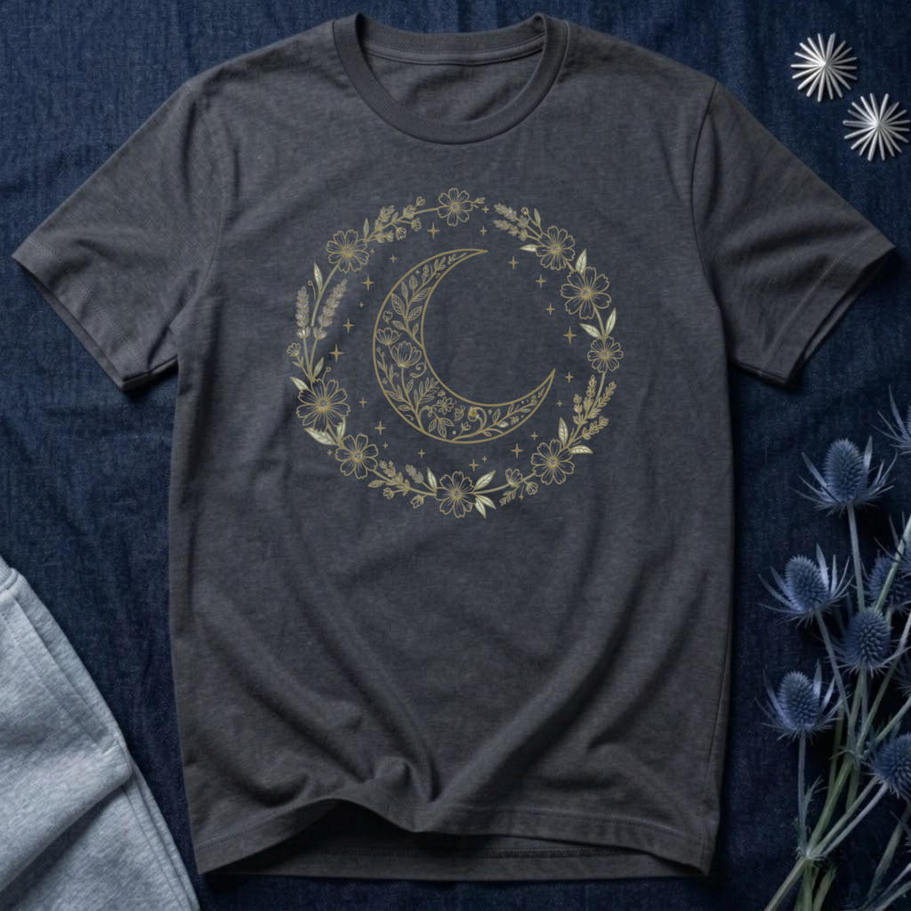 Boho Crescent Floral Wreath T-Shirt