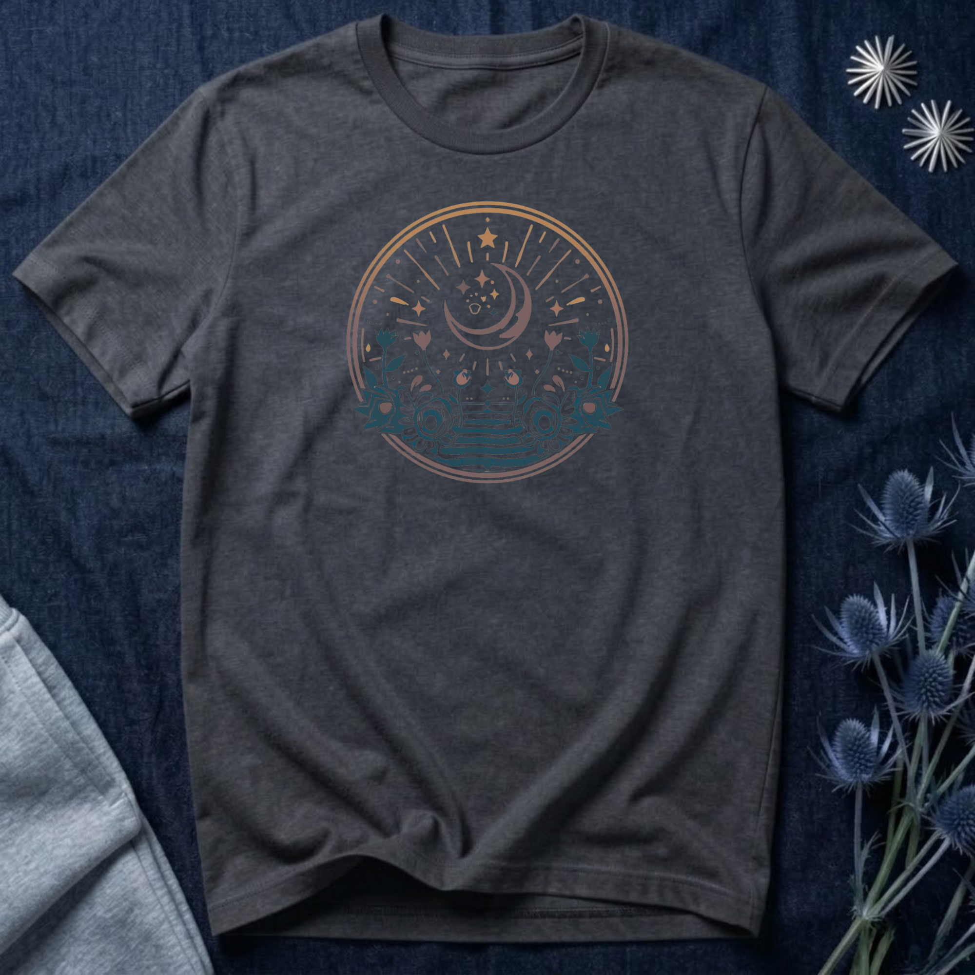 Vintage Celestial Floral Horizon T-Shirt