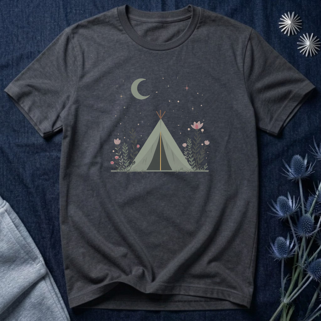 Moonlit Camping Tent Graphic T-Shirt