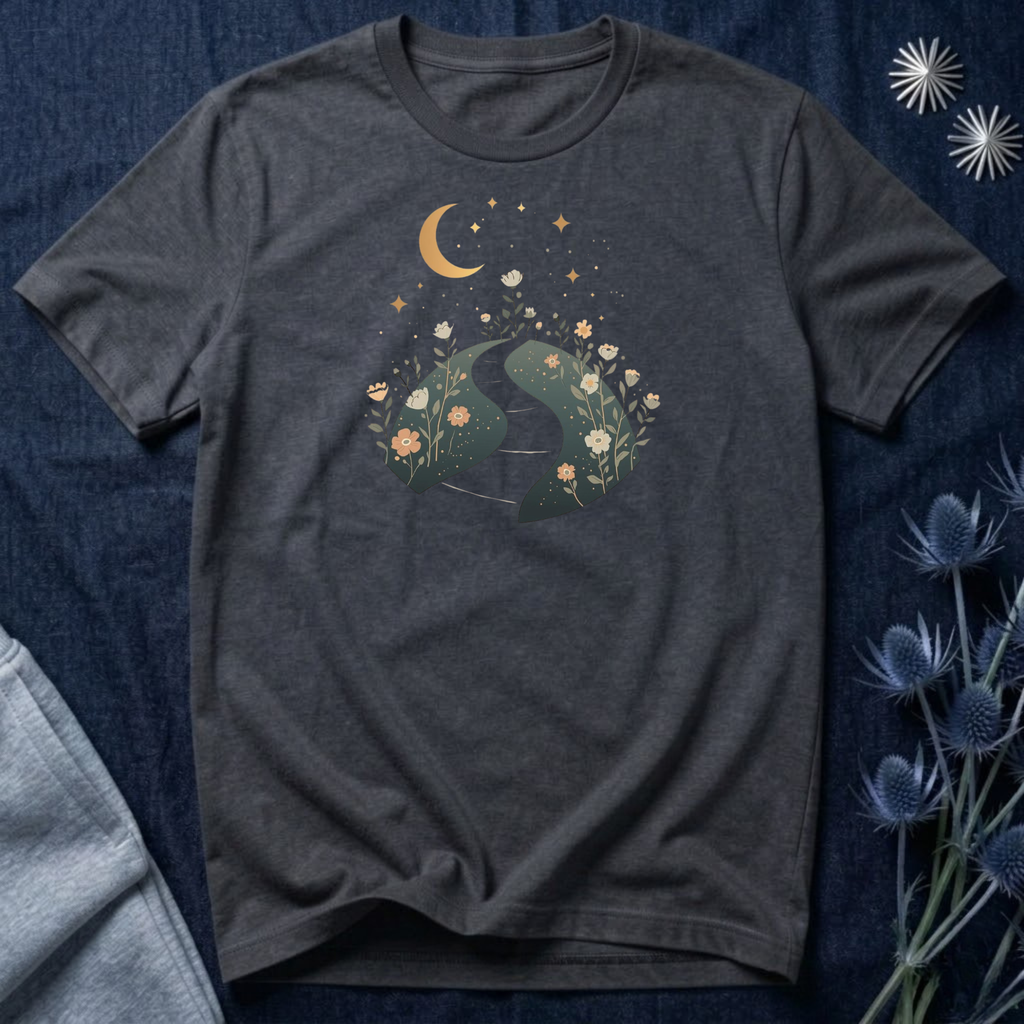 Moonlit Wildflower Path Graphic T-Shirt