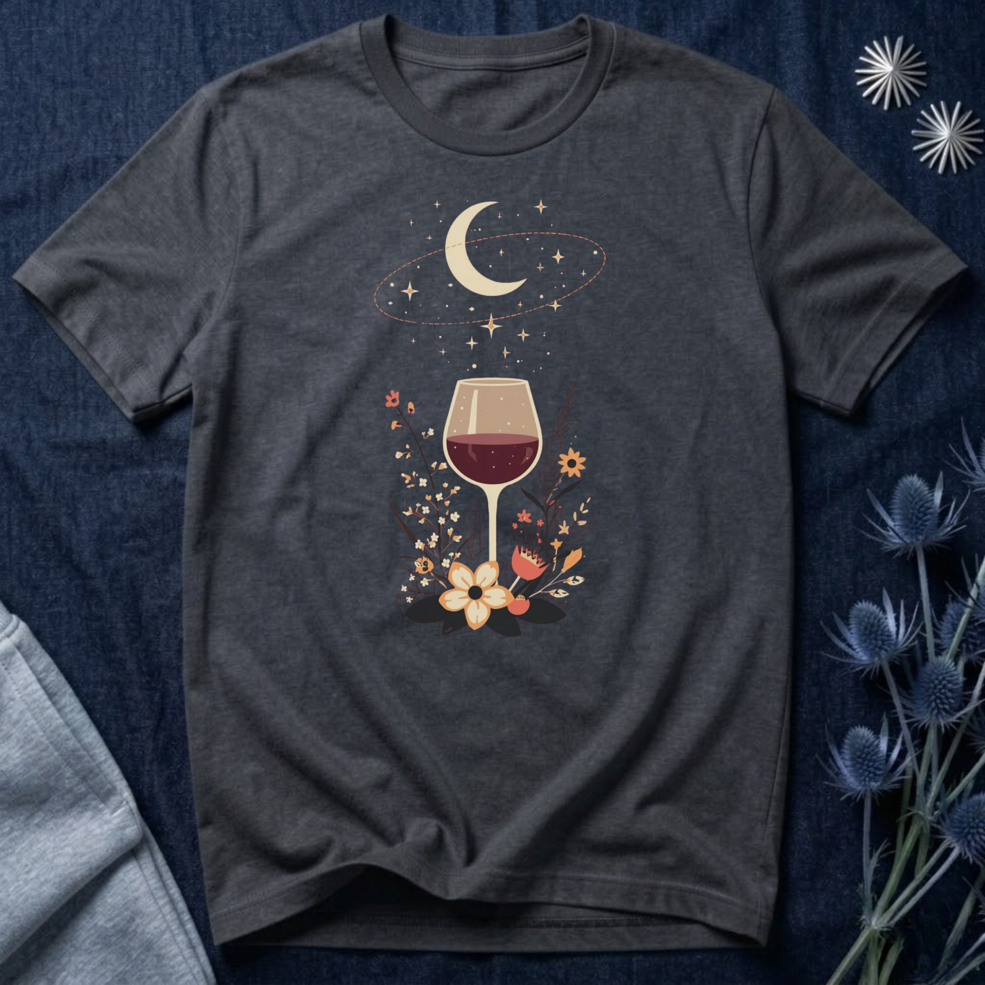 Celestial Red Wine & Wildflowers Graphic Tee