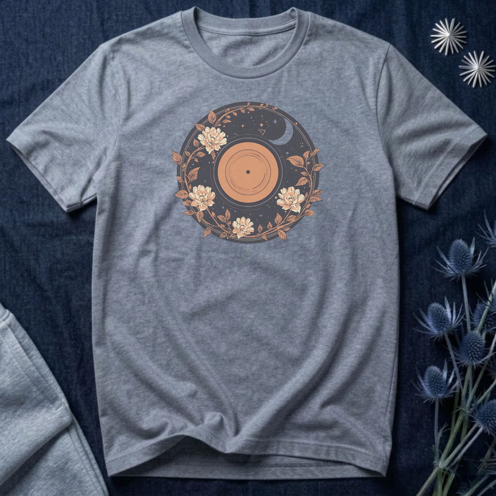 Celestial Vinyl & Wildflowers Graphic T-Shirt