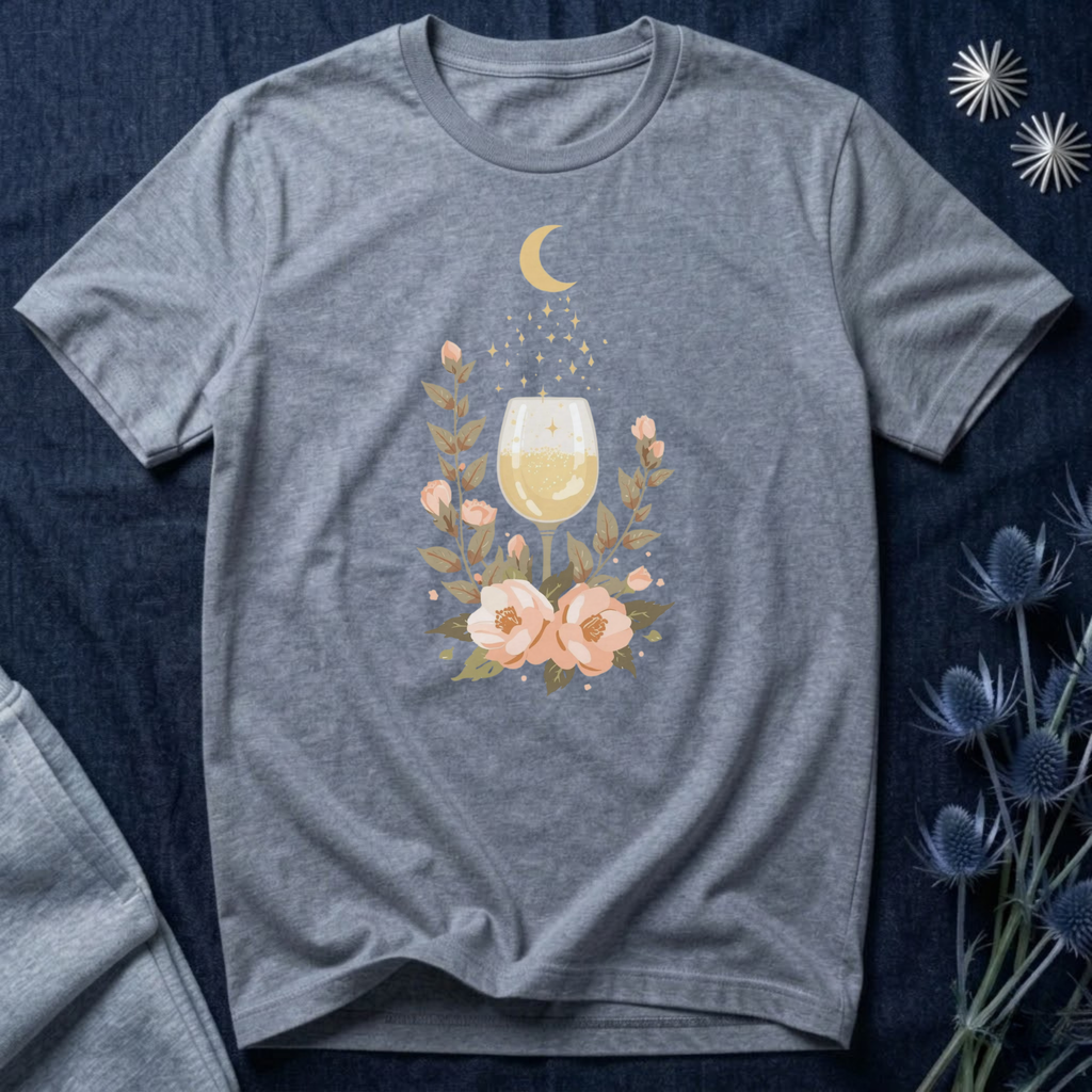 Celestial White Wine & Blush Florals Graphic Tee