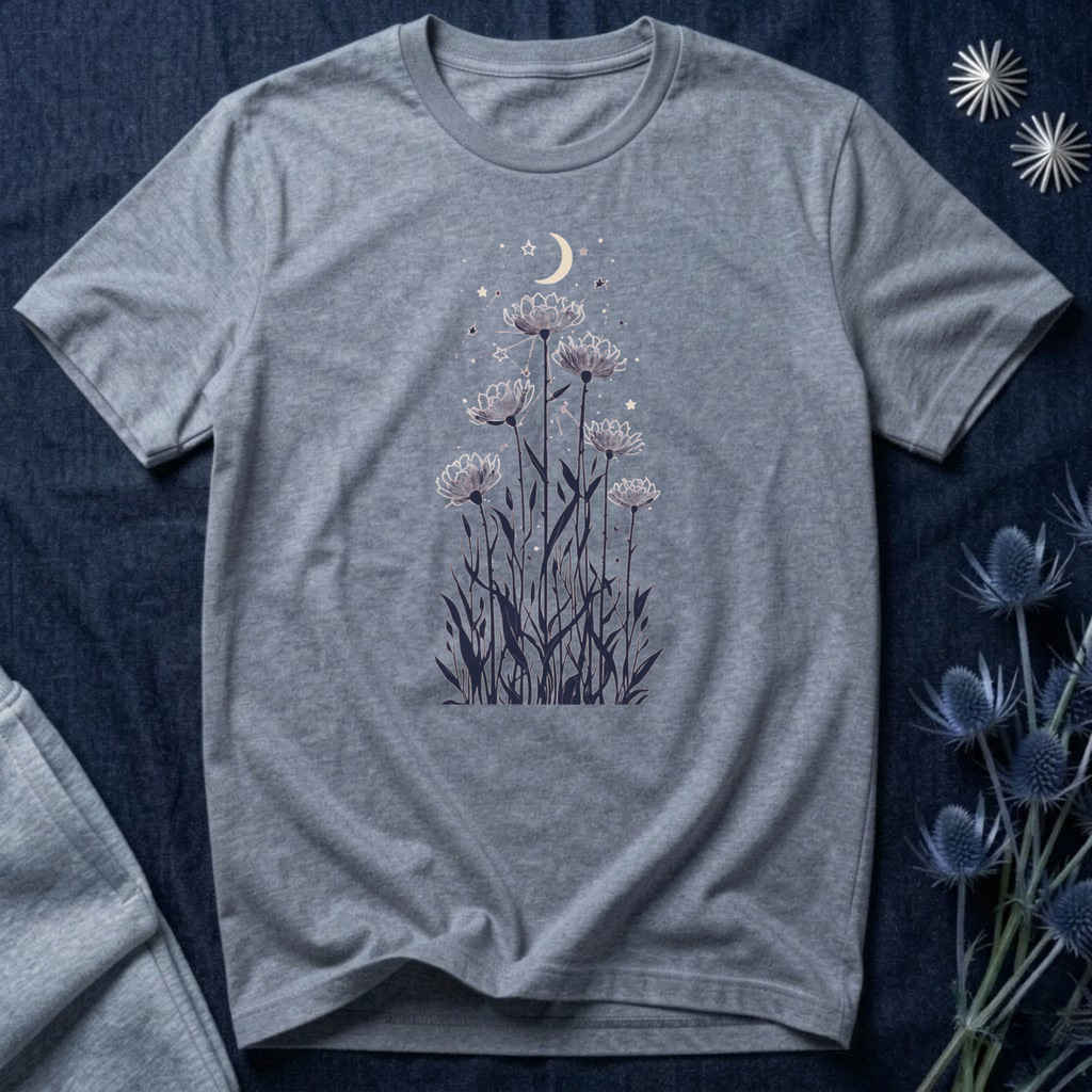 Moonlit Wildflower Night Graphic T-Shirt