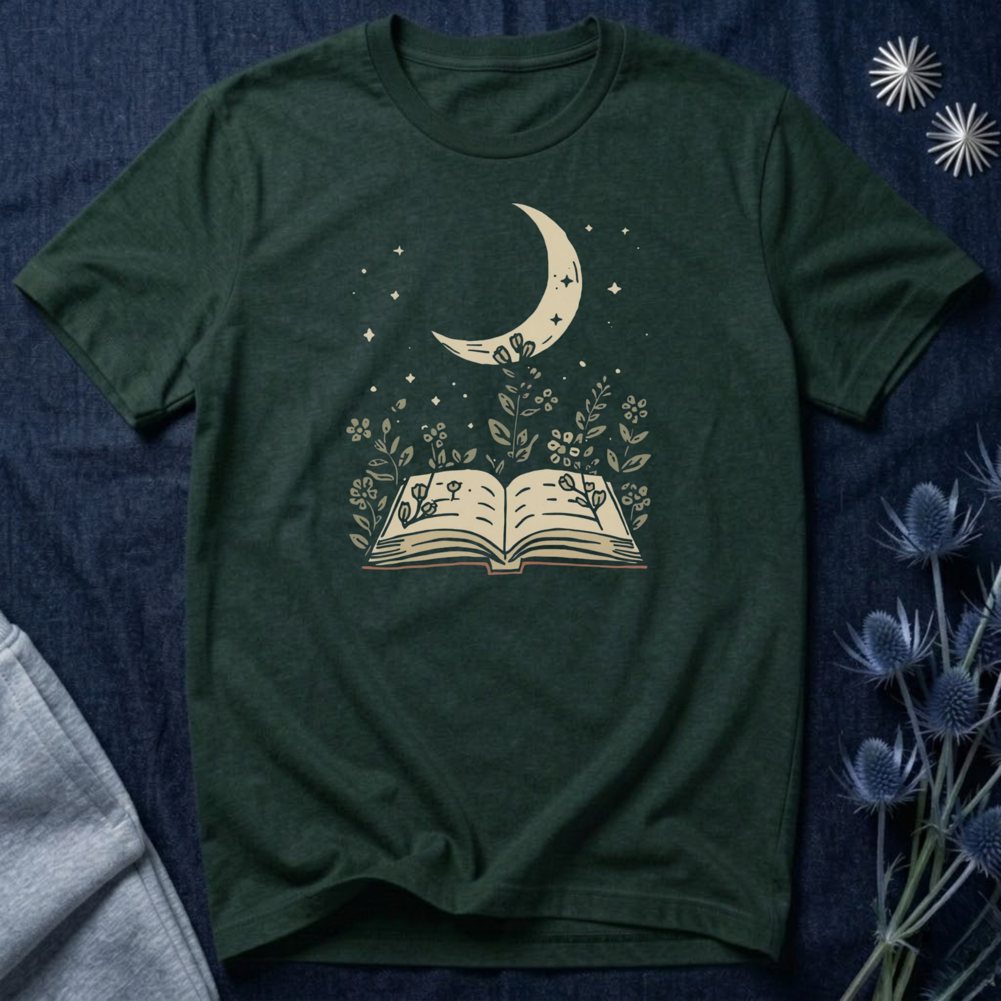 Moonlit Reading Garden Graphic T-Shirt
