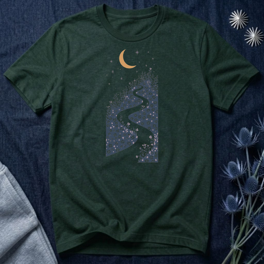 Moonlit Wildflower Winding Path Graphic Tee