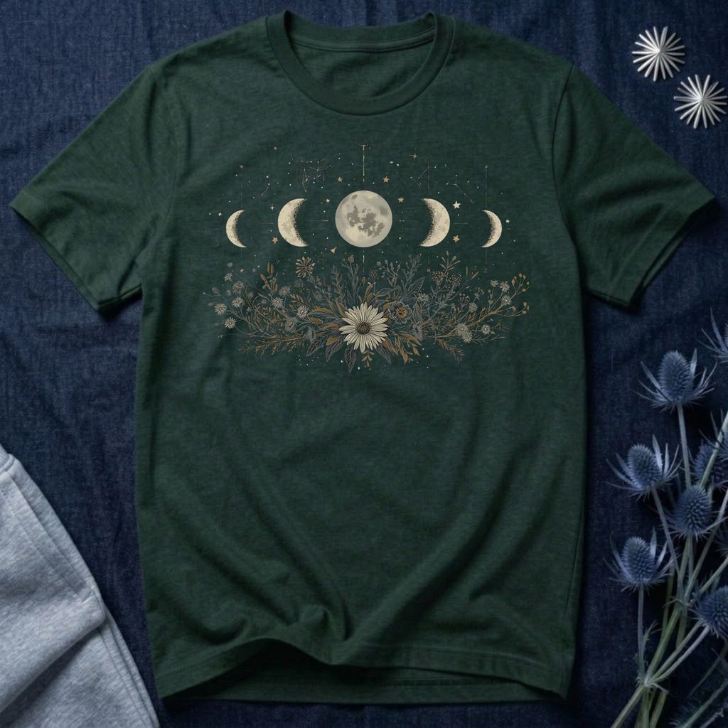 Moon Phases and Wildflowers T-Shirt