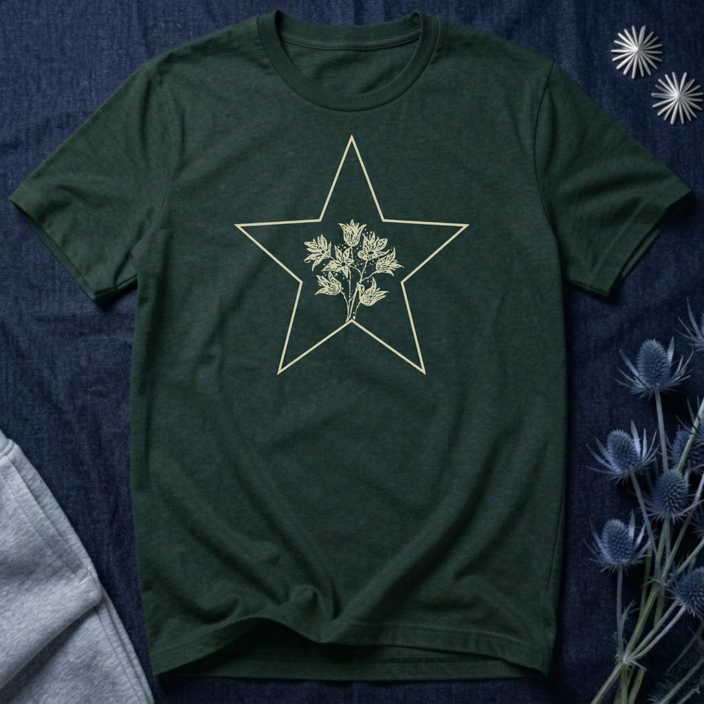 Minimalist Floral Star Graphic T-Shirt