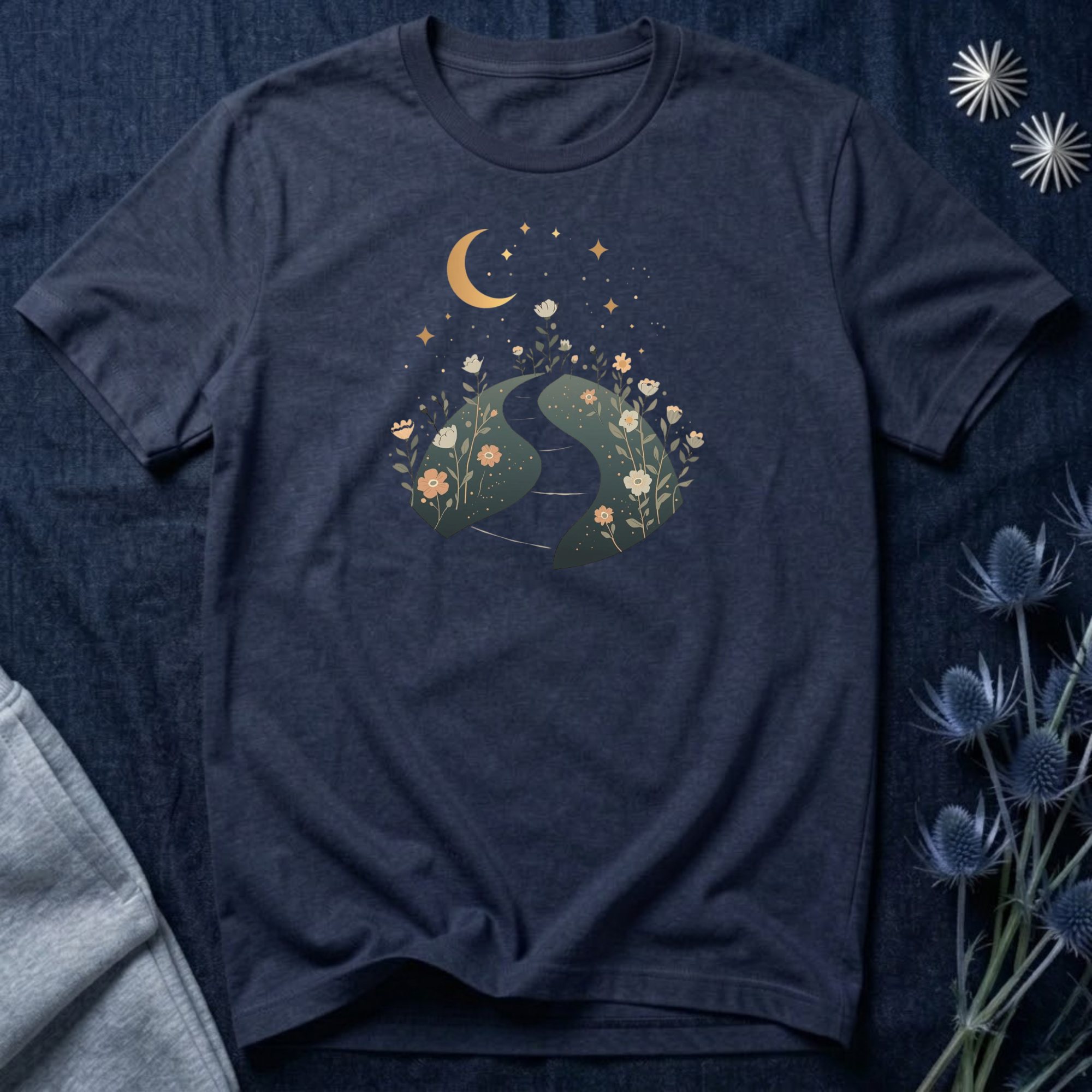 Moonlit Wildflower Path Graphic T-Shirt