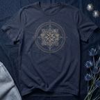 Celestial Compass Rose Floral Mandala Graphic T-Shirt