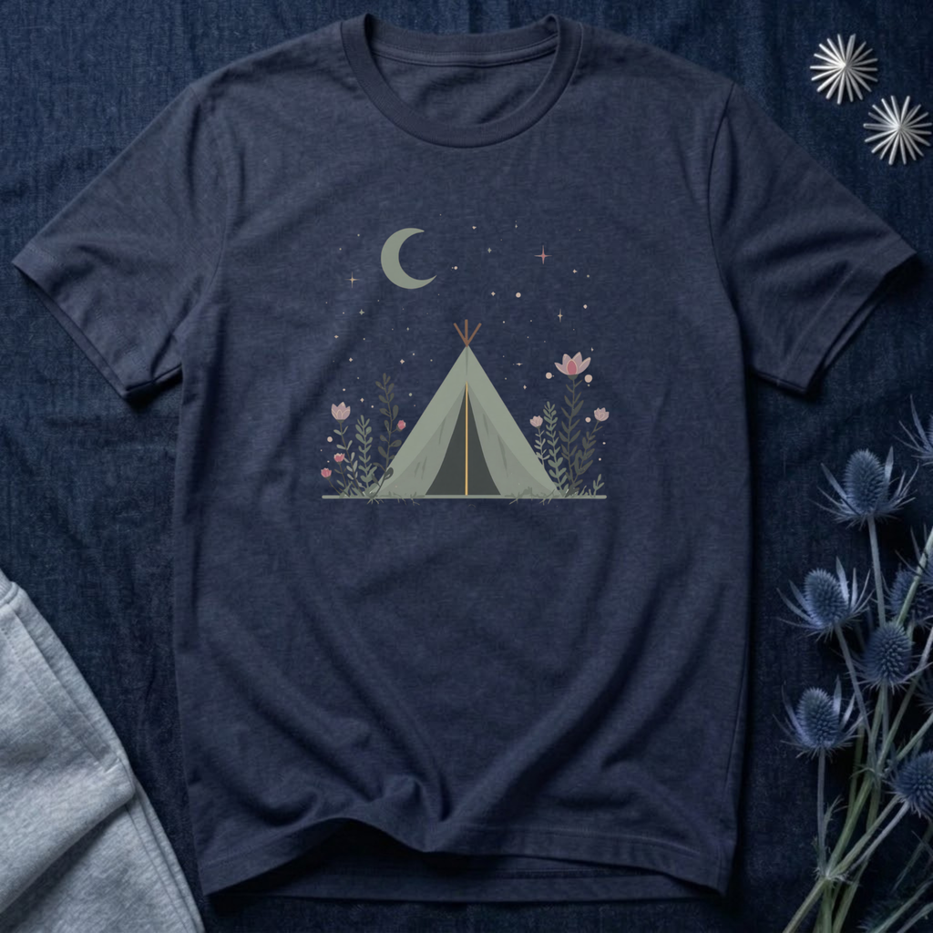 Moonlit Camping Tent Graphic T-Shirt