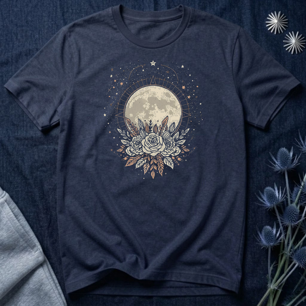 Full Moon & Flower Celestial Graphic T-Shirt