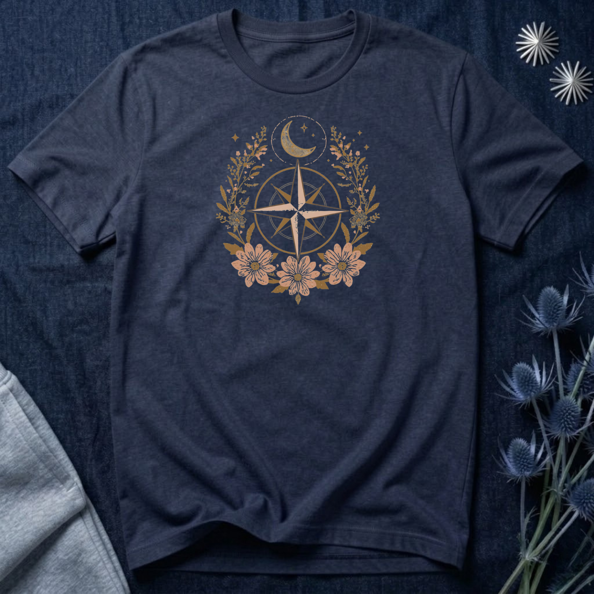 Celestial Compass Floral Graphic T-Shirt