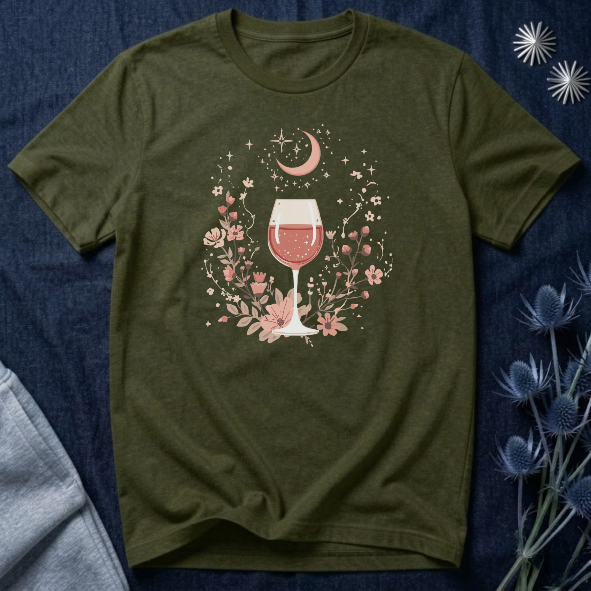 Celestial Rosé & Blush Florals Graphic T-Shirt