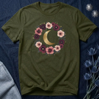 Golden Moon Floral Wreath Graphic T-Shirt