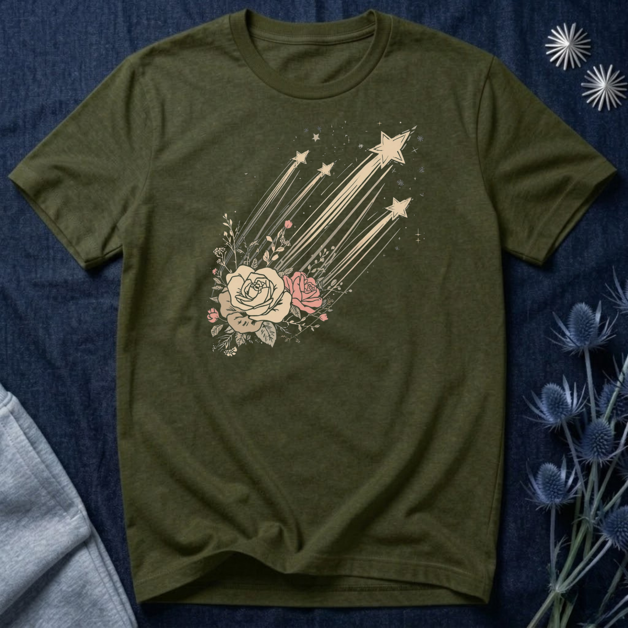 Shooting Stars & Roses Celestial Graphic T-Shirt