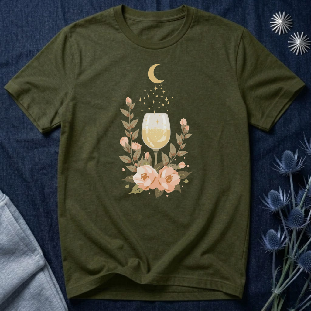 Celestial White Wine & Blush Florals Graphic Tee