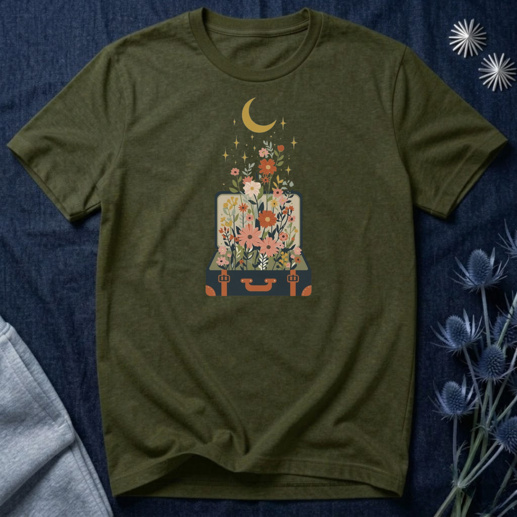 Blooming Suitcase Celestial Graphic T-Shirt
