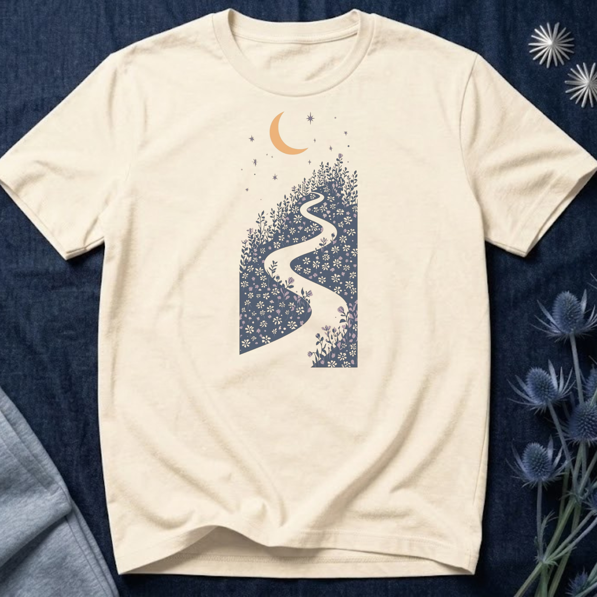 Moonlit Wildflower Winding Path Graphic Tee