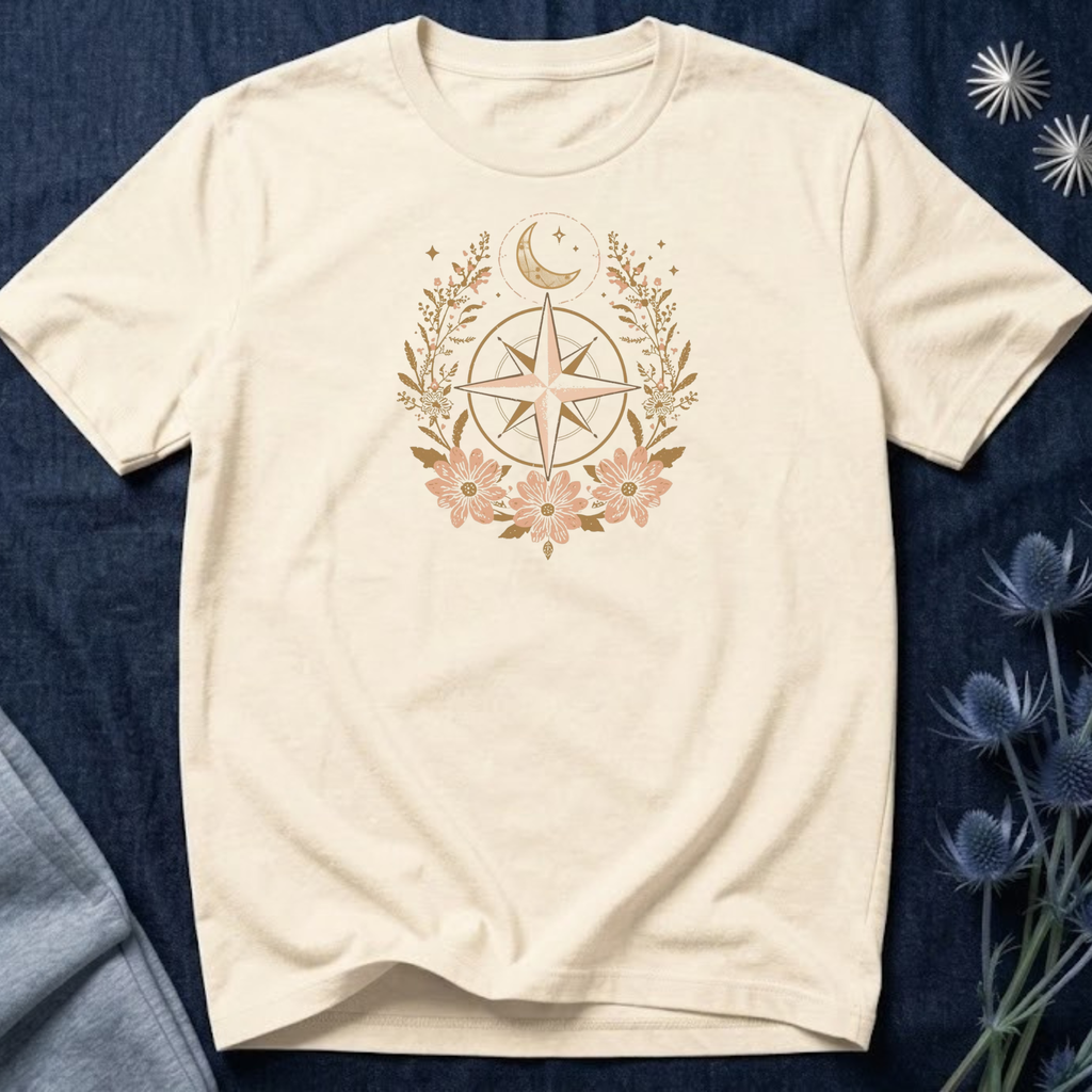 Celestial Compass Floral Graphic T-Shirt