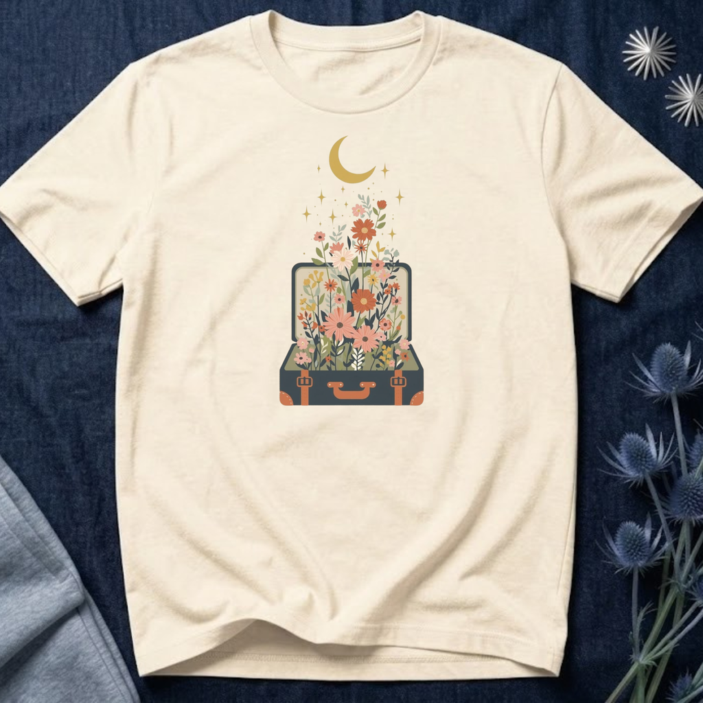 Blooming Suitcase Celestial Graphic T-Shirt