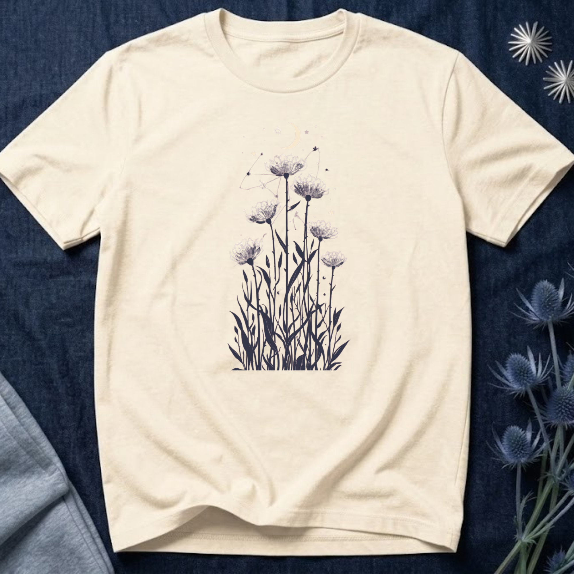 Moonlit Wildflower Night Graphic T-Shirt