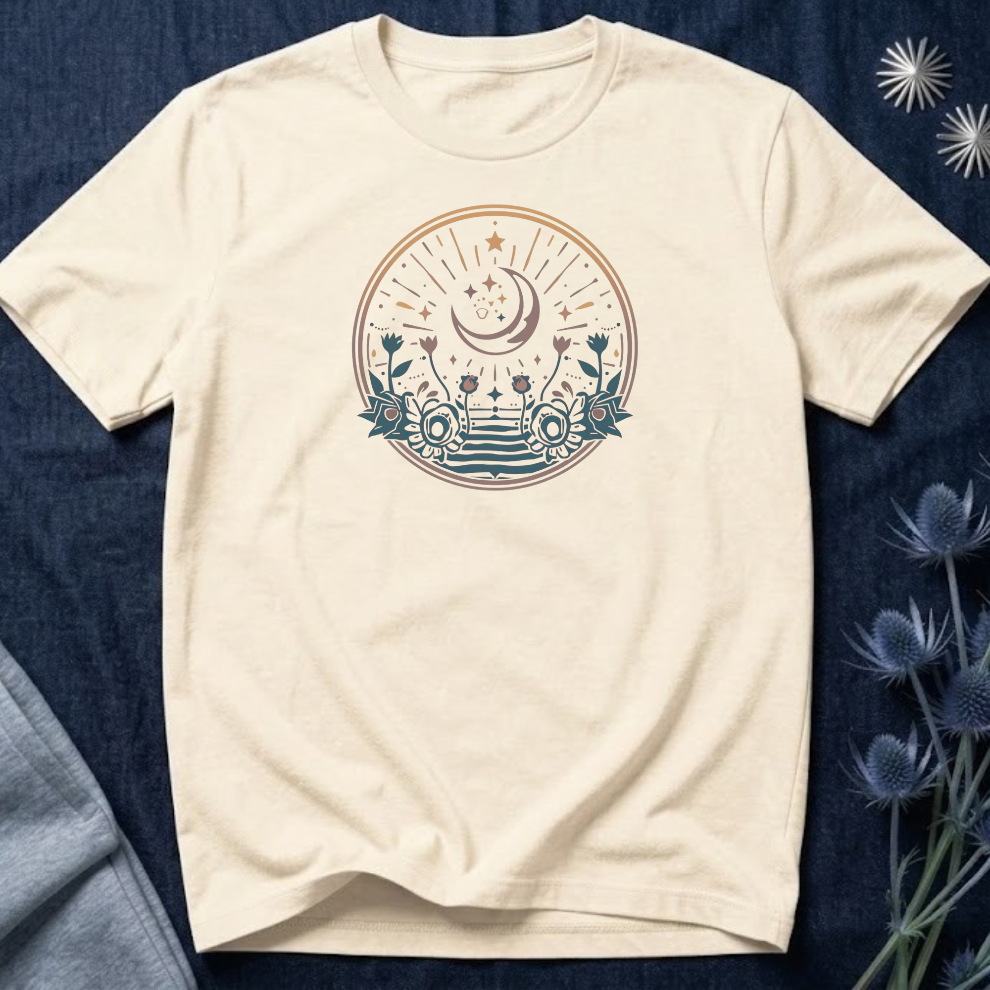 Vintage Celestial Floral Horizon T-Shirt