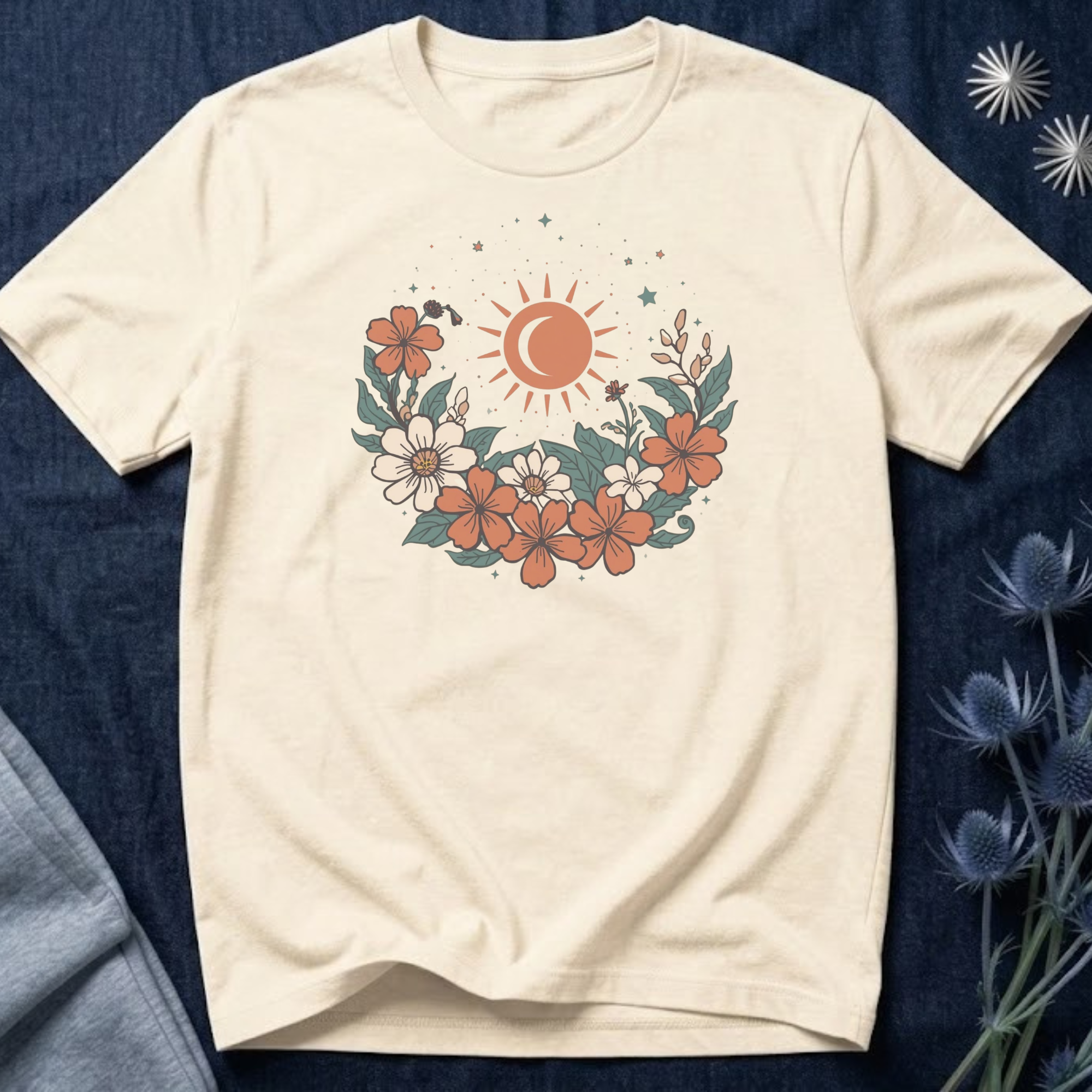 Tropical Sun & Moon Floral T-Shirt