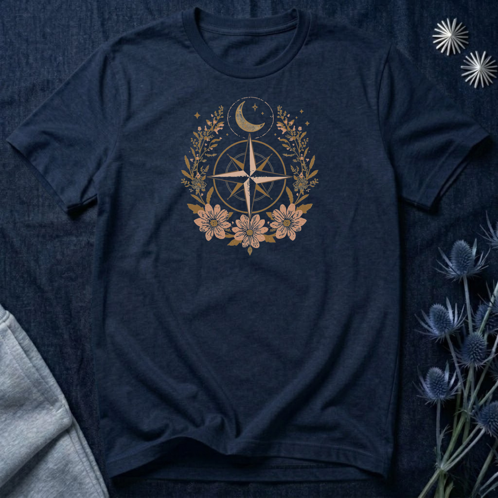 Celestial Compass Floral Graphic T-Shirt